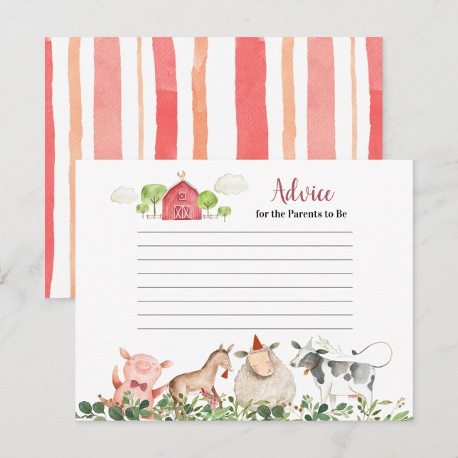 Cartão De Informações Animais da Casa de Fazenda Verde do Pátio Dicas (Frente/Verso)