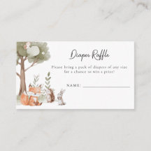 Animais da Floresta Chá de Bebê Rifas de Fraldas