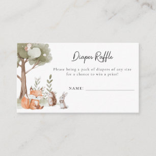 Cartão De Informações Animais da Floresta Chá de Bebê Rifas de Fraldas