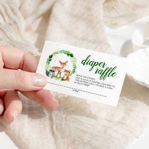 Cartão De Informações Animais da Floresta Chá de fraldas Raffle