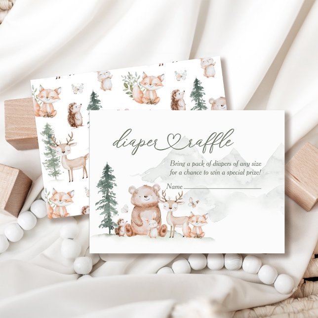 Cartão De Informações Animais da Floresta Florestal Chá de fraldas Raffl (Criador carregado)