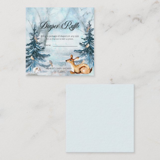 Cartão De Informações Animais da Floresta Fralda-Chá de fraldas Raffle (Frente/Verso)