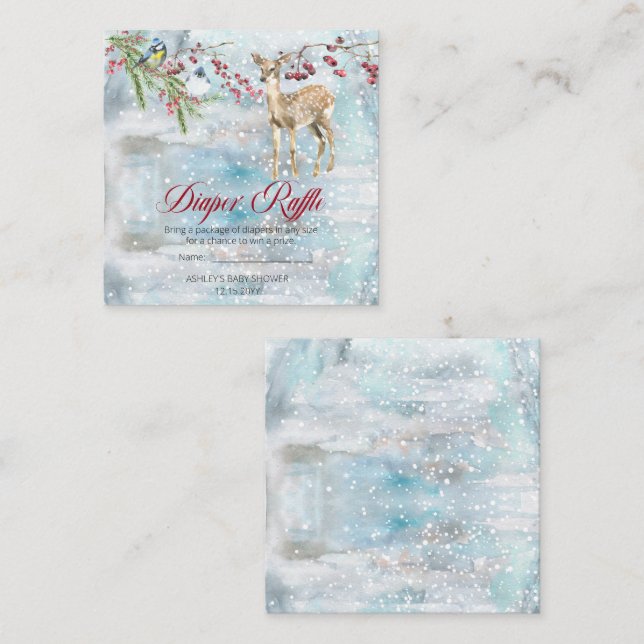 Cartão De Informações Animais da Floresta Fralda-Chá de fraldas Raffle (Frente/Verso)