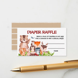 Cartão De Informações Animais da Floresta Fralda Raffle