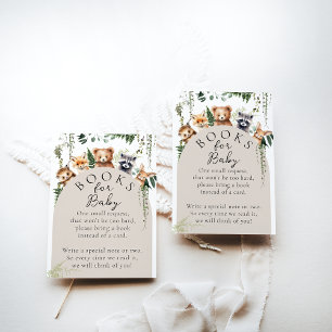 Cartão De Informações Animais da Floresta Livro de Babyshower Moderno