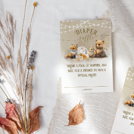 Cartão De Informações Animais da Floresta Pumpkin Caiam Chá de fraldas F