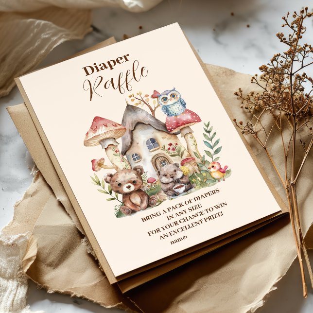 Cartão De Informações Animais da floresta verde-lindos Diapper Raffle (Criador carregado)
