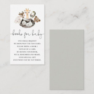 Cartão De Informações Animais De Aquarela Faltam Livros Dourados Moderno