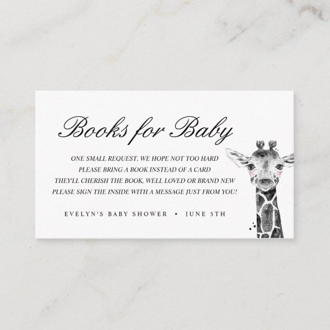 Cartão De Informações Animais de Safari em Aquarela | Livros para Bebê (Frente)