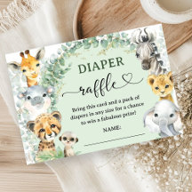 Animais de Safari Tropical Chá de Bebê Rifas de Fr