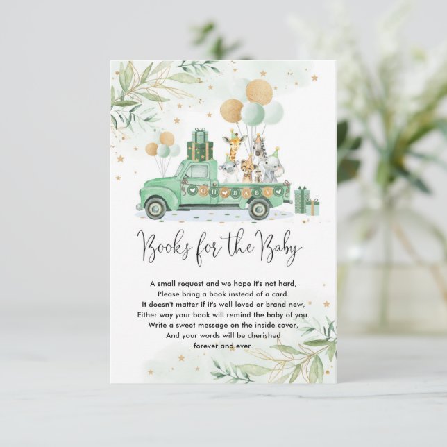 Cartão De Informações Animais do Partido Selvagem - Balões Verdes Livros (Em pé/Frente)