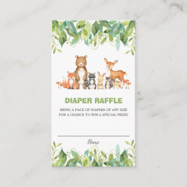 Cartão De Informações Animais florestais neutros - Fralda verde Raffle