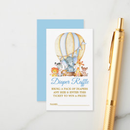 Cartão De Informações Animais Safari Fralda Balão Azul Chá Raffle