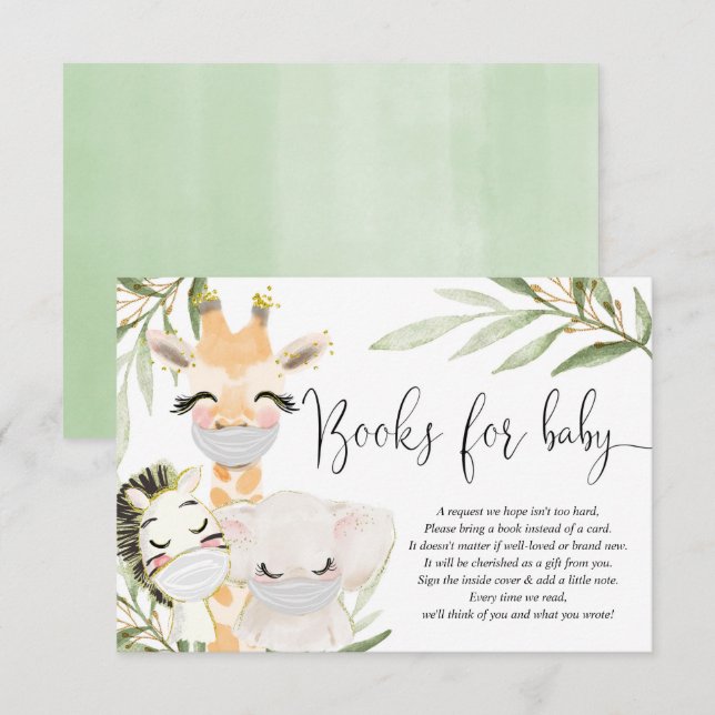 Cartão De Informações Animais Safari mascaram livros neutros em relação  (Frente/Verso)