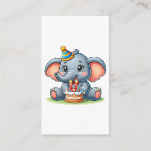 Cartão De Informações Aniversário de 11 anos do Elefante Fofo