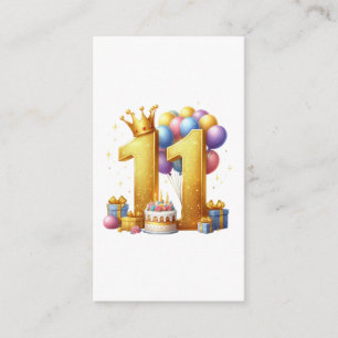 Cartão De Informações Aniversário de 11 anos dourado
