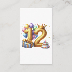 Cartão De Informações Aniversário de 12 anos dourado