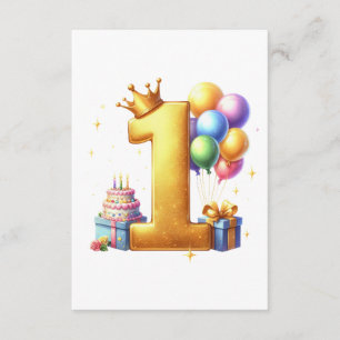 Cartão De Informações Aniversário de 1 ano Dourado