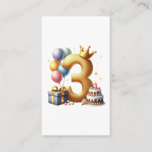 Cartão De Informações Aniversário de 3 anos dourado