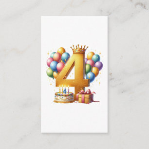 Cartão De Informações Aniversário de 4 anos dourado