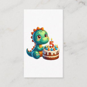 Cartão De Informações Aniversário de 5 anos do Dino