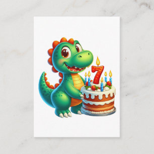 Cartão De Informações Aniversário de 7 anos do Dino