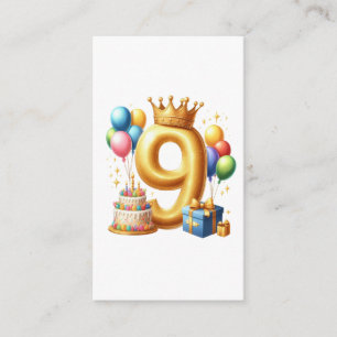Cartão De Informações Aniversário de 9 anos de ouro