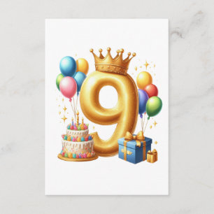 Cartão De Informações Aniversário de 9 anos de ouro