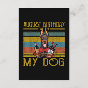 Cartão De Informações Aniversário De Agosto Com Meu Doberman Pinscher D