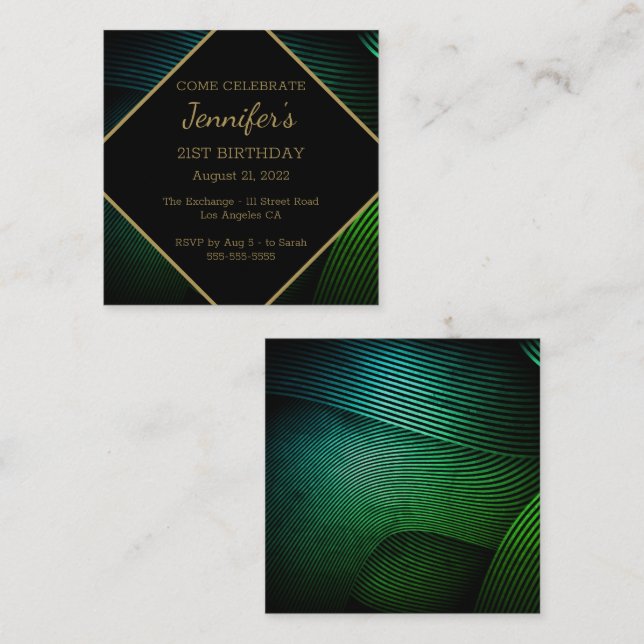 Cartão De Informações Aniversário Moderno Chic (Frente/Verso)