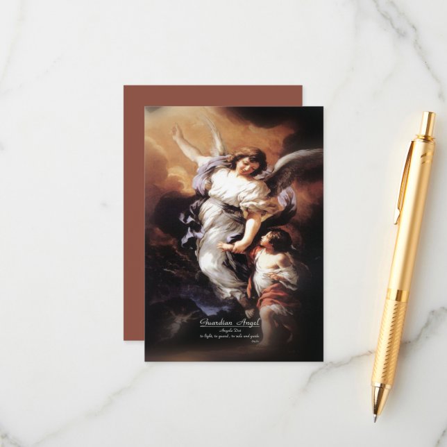 Cartão De Informações Anjo Guardião com Oração (Frente/Verso In Situ)