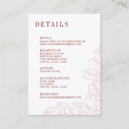 Cartão De Informações Anthurium Romantic Modern Details & Reply Card