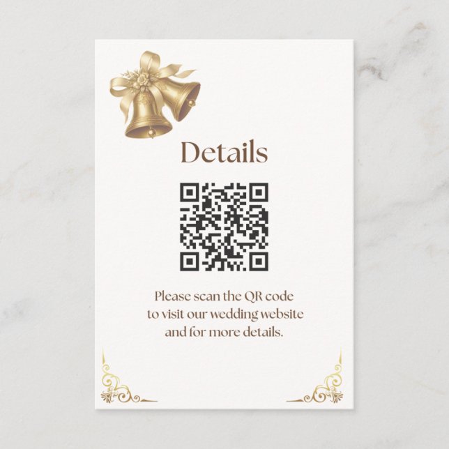 Cartão De Informações Antique Gold Bells Wedding Enclosure card (Frente)