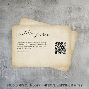 Cartão De Informações Antique Paper ・ Casamento Moderno Elegante