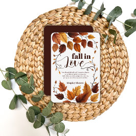 Cartão De Informações Apaixonar-Se Pelo Chá de fraldas De Folhas De Outo