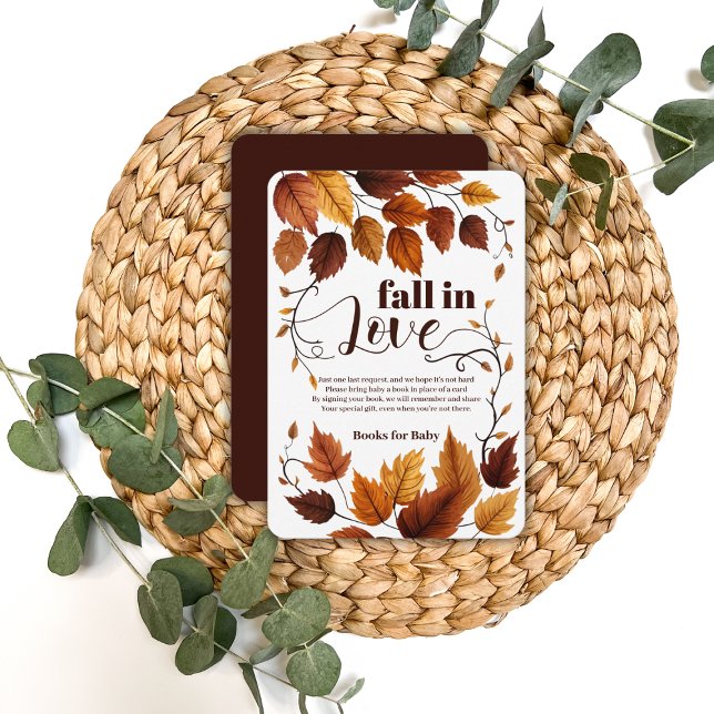 Cartão De Informações Apaixonar-Se Pelo Chá de fraldas De Folhas De Outo (Criador carregado)