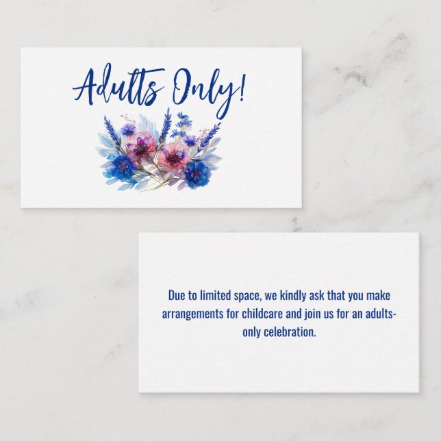 Cartão De Informações Apenas adultos! Coleção Pastel Whispers Meadows (Frente/Verso)