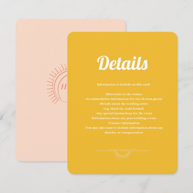 Cartão De Informações Apenas Peachy Enclosure de Casamento (Frente/Verso)