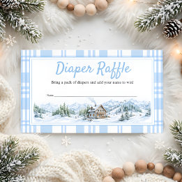 Cartão De Informações Après Bébé Blue Chalet Winter Boy Diaper Raffle