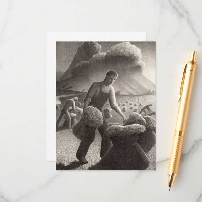 Cartão De Informações Aproximando-se de Tempestade por Grant Wood (Frente/Verso In Situ)