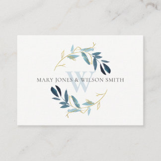 CARTÃO DE INFORMAÇÕES AQUA AZUL FOLIAGE WREATH WEDDING WISHELBEM
