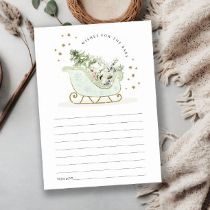 Cartão De Informações Aqua Blue Winter Sleigh Deseja Chá de fraldas
