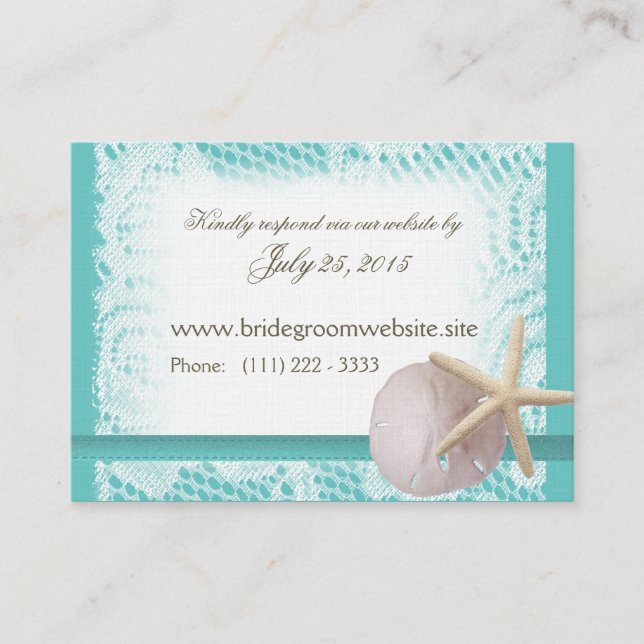 Cartão De Informações Aqua Ocean e Lace Small Insert Card (Frente)