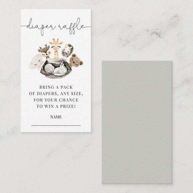 Cartão De Informações Aquarela Animais Faux Raffle moderno Dourado (Frente/Verso)