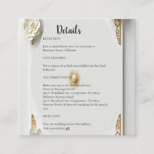 Cartão De Informações Aquarela clássica, dourado e moldura com enfeites 