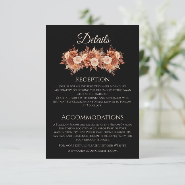 Cartão De Informações Aquarela Elegância de Outono-Casamento- (Em pé/Frente)