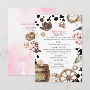 Cartão De Informações Aquarela elegante Pequena Cowgirl Rodeo Country ba