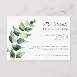 Cartão De Informações Aquarela Eucalipto Casamento | Branco