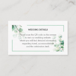 Cartão De Informações Aquarela Eucalipto Folhagem QR Informações Casamen