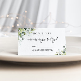 Cartão De Informações Aquarela eucalipto tamanho de barriga de mamãe